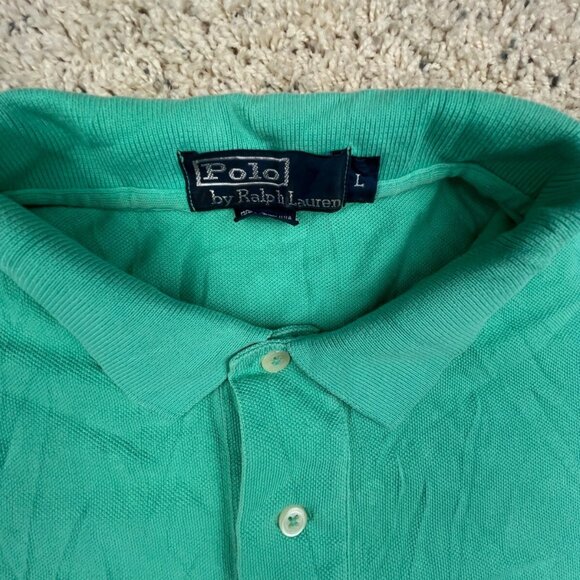 Polo Ralph Lauren Cotton Short Sleeve Polo Shirt w Pony Adult Size Large Green - Picture 5 of 11